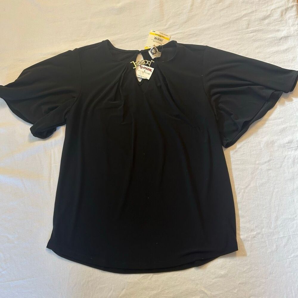 Anne Klein | Black Short Sleeve Blouse | Size M | NWT
